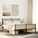 vidaXL Posteljni okvir brez vzmetnice hrast 140x200 cm inženirski les Cene