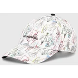 Karl Lagerfeld Bombažna bejzbolska kapa bela barva, 245W3416