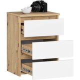 AKORD Cl3/40 Nočna Omarica, 3 Predali, Hrast Artisan/Bela, (5000332018) | Shoptok.si