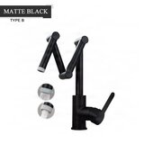 ELITE EDITION Moderna teleskopska rotacijska kuhinjska armatura KS1409 | Prilagodljiva pipa edinstvenega dizajna — Mat črna | Shoptok.si