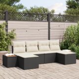 vidaXL 6-dijelni set garniture za vrt s jastučićima Crna Poli Ratan Akacija | shoptok.hr