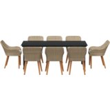  Set za blagovanje u vrtu 9 dijelova - Bež poli ratan | shoptok.hr