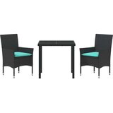  Set stola i stolica s jastukom 3 pcs Crna PE ratan | shoptok.hr