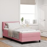 vidaXL Postelja s pomičnim dnom in vzmetnico Roza 90x190 cm Žamet | Shoptok.si