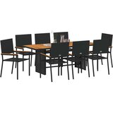  Vrtni set za objed 9 kom. Crna poliratan 190 x 80 x 75 cm | shoptok.hr