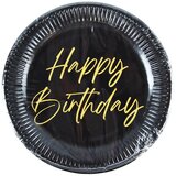 Procos Elegantni črno-zlati papirnati krožniki z napisom Happy Birthday, set 8 kosov, 23 cm | Shoptok.si
