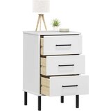  Nočna omarica s kovinskimi nogami bela trdna borovina OSLO, (20734629) | Shoptok.si