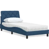 vidaXL Postelja z vzmetnico modra 90x200 cm blago