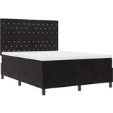  Postelja s podvozjem in vzmetnico Črna 160x200 cm Žamet | Shoptok.si