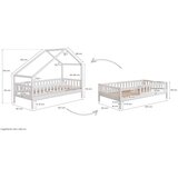 MID.YOU POSTELJA V OBLIKI HIŠE x , les svetlo siva | Shoptok.si