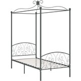 The Living Store Posteljni okvir z ogrodjem za baldahin siv kovinski 100x200 cm - Posteljni Okvir, (21491784) | Shoptok.si