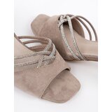GOODIN Beige suede heeled sandals | shoptok.hr
