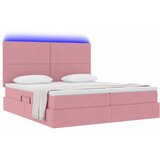  LED krevet za pohranu s madracem Ružičasta 200 x 200 cm Baršun | shoptok.hr