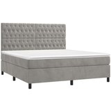  Box spring postelja z vzmetnico LED svetlo siva 160x200cm žamet, (20846840) | Shoptok.si