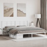  Metalni okvir za krevet s uzglavljem bijeli 193x203 cm | shoptok.hr