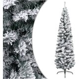 vidaXL Ozka umetna novoletna jelka s snegom zelena 240 cm PVC Cene