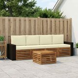  Set vanjskih sofa 5 kom. Prirodna i krem Čvrsto drvo akacije | shoptok.hr