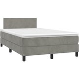 vidaXL Box spring postelja z vzmetnico LED sv. siva 120x190 cm žamet Cene