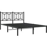 vidaXL Kovinski posteljni okvir z vzglavjem črn 140x190 cm, (21251376) | Shoptok.si
