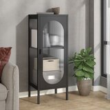  Komoda crna 40 x 35 x 105 cm od stakla i čelika | shoptok.hr