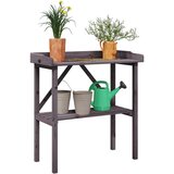 vidaXL Stol za biljke s policom sivi 78x38x82 5 cm masivna jelovina Cijene