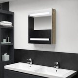 The Living Store LED kopalniška omarica z ogledalom bela in hrast 50x14x60 cm - Kopalniška Omarica, (21436921) Cene