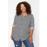 Trendyol Curve Black-White Striped Shirt