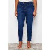 Trendyol Curve Dark Blue Stitching Detailed Stretchy Skinny Denim Jeans | Shoptok.si