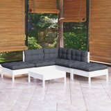 Maison Chic Seti vrtnega pohištva - Vrtna garnitura - Vrtni pohištvo set 6-delna z blazinami bela borovina, (21815595) | Shoptok.si