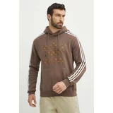 Adidas Bombažen pulover moški, bež barva, s kapuco, IS0259