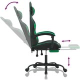  Igraća stolica od umjetne kože s osloncem za noge Crna i zelena | shoptok.hr