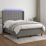  Box spring postelja z vzmetnico LED temno siva 140x190 cm blago, (20789660) Cene