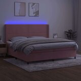  Box spring postelja z vzmetnico LED roza 200x200 cm žamet, (20851612) | Shoptok.si