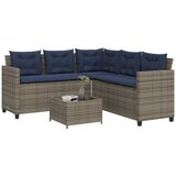 vidaXL Vrtna sofa sa stolom i jastucima L-oblika siva poli ratan - Siva 1 | shoptok.hr