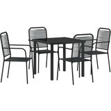  5-dijelni vrtni blagovački set crno pamučno uže i čelik | shoptok.hr