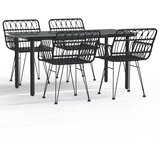  5-dijelni vrtni blagovaonski set od poliratana crni Crna Dužina stola 160 cm | shoptok.hr