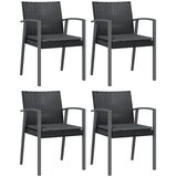  Vrtne stolice s jastucima 4 kom crne 56,5x57x83 cm poliratan | shoptok.hr