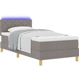 vidaXL Krevet s oprugom s madracem i LED osvjetljenjem Taupe 90x200 cm Tkanina | shoptok.hr