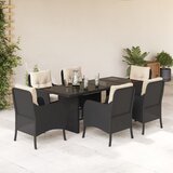 vidaXL 7-dijelni vrtni blagovaonski set s jastucima crni od poliratana | shoptok.hr