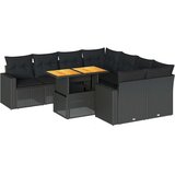 vidaXL 9-dijelni set vrtnih sofa s jastucima crni od poliratana | shoptok.hr