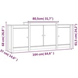  Komoda bela 164x37x68 cm trdna borovina, (20955443) | Shoptok.si