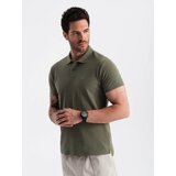 Ombre Men's BASIC single-color pique knit polo shirt - dark olive green | shoptok.hr