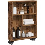 vidaXL Uska kolica za pohranu boja drva 48x13x68 cm konstruirano drvo | shoptok.hr