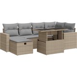 Maison Chic Seti vrtnega pohištva - Vrtna garnitura - Vrtni pohištvo set 7-delna z blazinami bež poli ratan, (21805979) | Shoptok.si