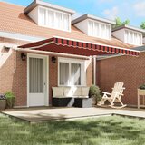 vidaXL Ročna retraktibilna tenda z LED oranžna in rjava 400 x 350 cm Cene