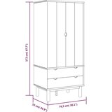 vidaXL Garderobna omara rjava in bela 76,5x53x172 cm trdna borovina | Shoptok.si