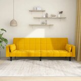 vidaXL Kavč dvosed z ležiščem in dvema blazinama rumen žamet | Shoptok.si