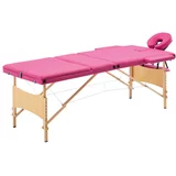 vidaXL Sklopivi stol za masažu s 3 zone drveni ružičasti