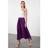 Trendyol Plum Pleated Maxi Stretch Knit Skirt Cene