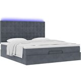  Otomanski posteljni okvir z vzmetnicami siv 180x200cm žamet | Shoptok.si
